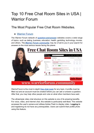 Top 10 Free Chat Room Sites in USA _ Warrior Forum