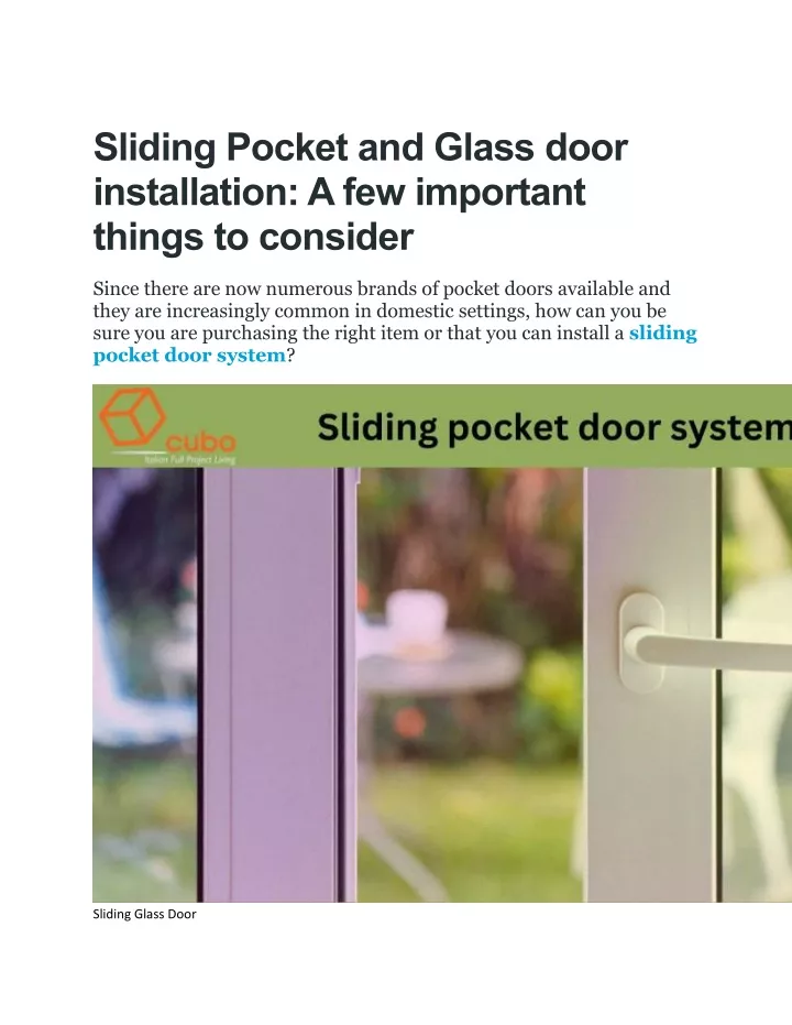 sliding pocket and glass door installation