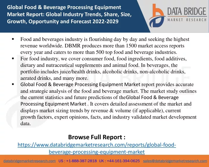 global food beverage processing equipment market