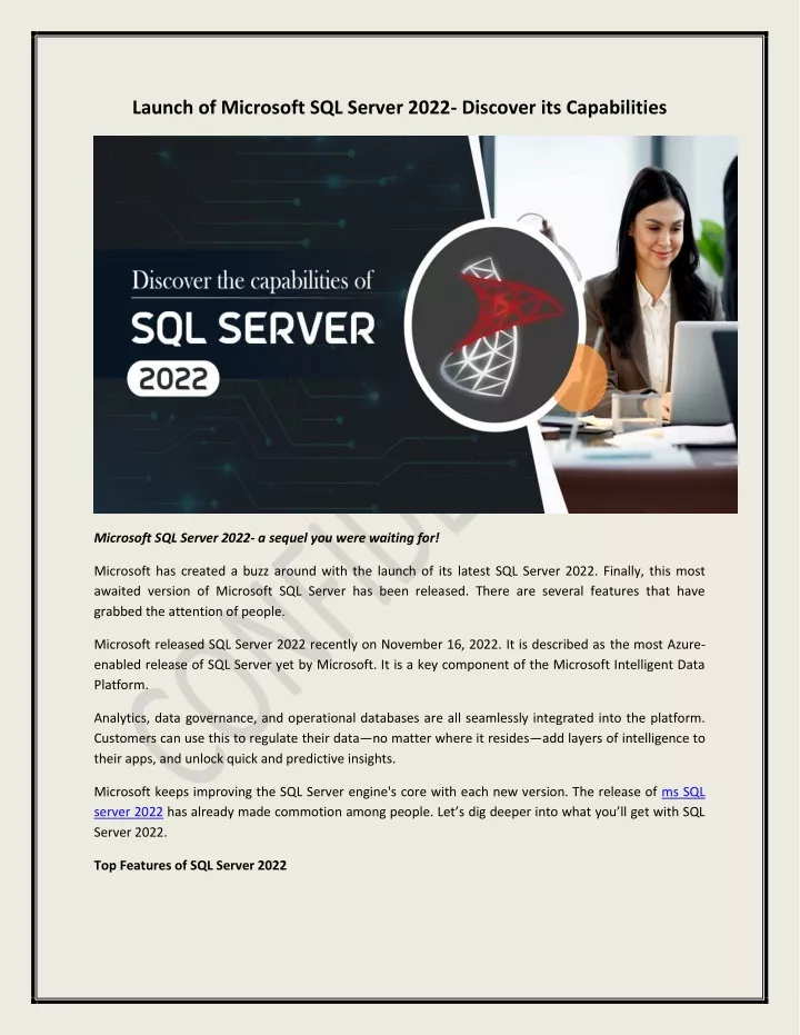 launch of microsoft sql server 2022 discover