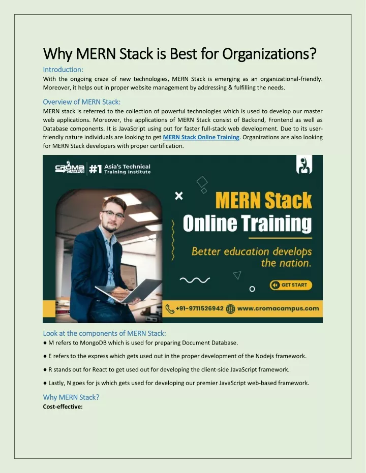 why mern stack is best for organizations why mern
