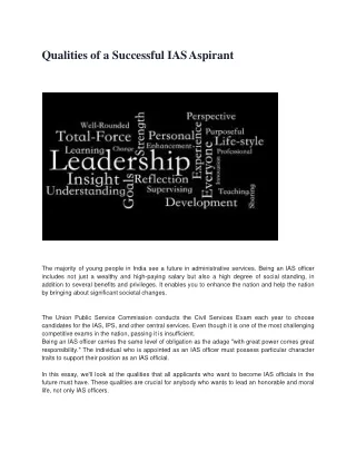Qualities of a Successful IAS Aspirant