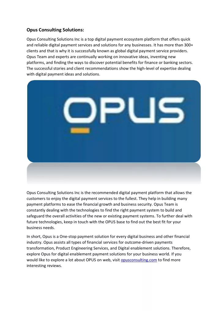 opus consulting solutions