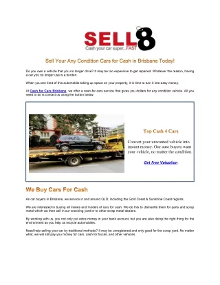 Sell Your Any Condition Cars for Cash in Brisbane Today