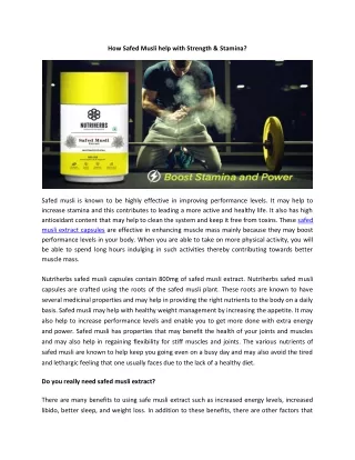 how safed musli help with strength stamina