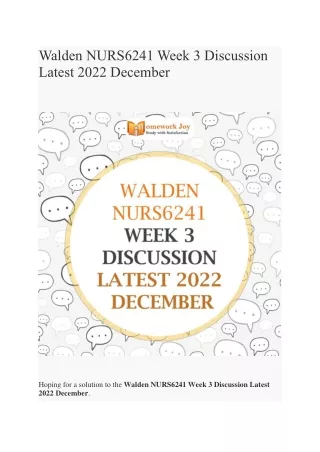 walden nurs6241 week 3 discussion latest 2022