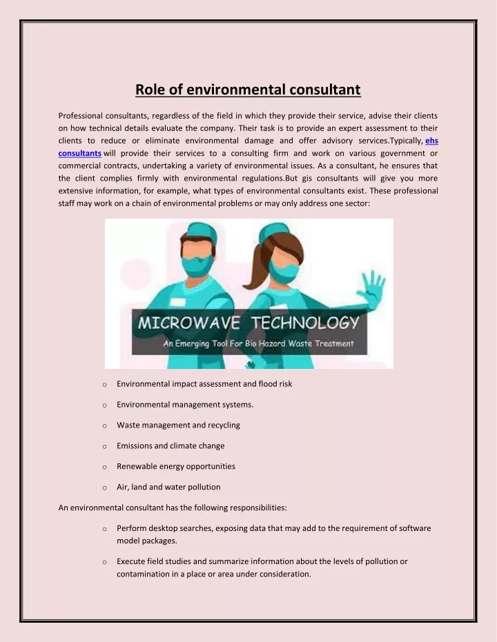 role of environmental consultant