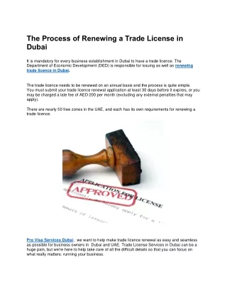 The Process of Renewing a Trade License in Dubai