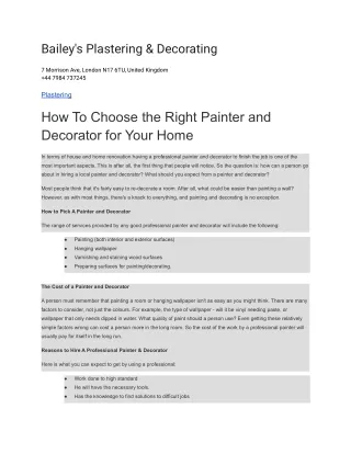 bailey s plastering decorating