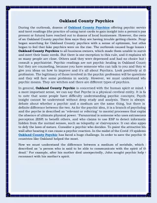 Oakland County Psychics