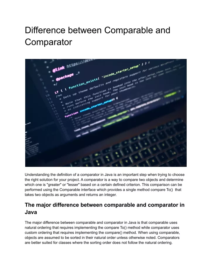 difference between comparable and comparator