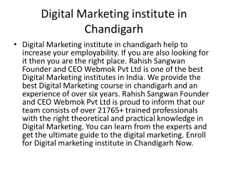 Best Digital Marketing Institute in Chandigarh