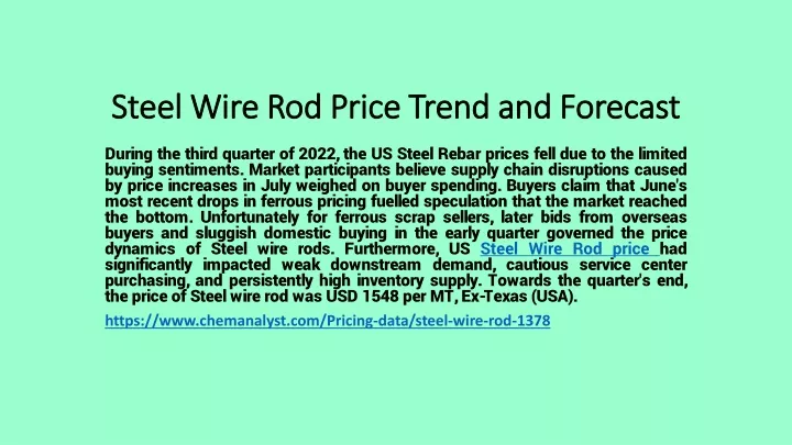steel wire rod price trend and forecast