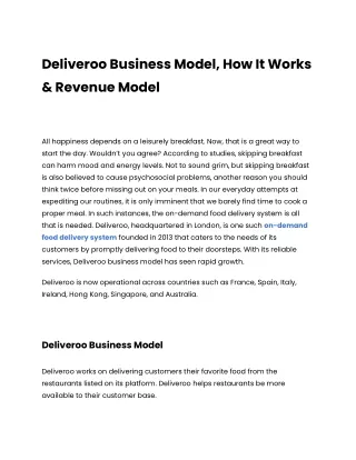Deliveroo Business Model, How It Works & Revenue Model