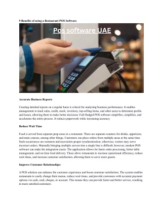 9 benefits of using a restaurant pos software