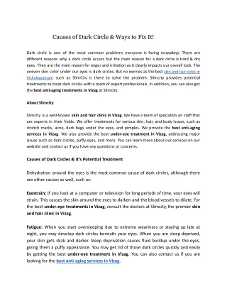 Causes of Dark Circle & Ways to Fix It