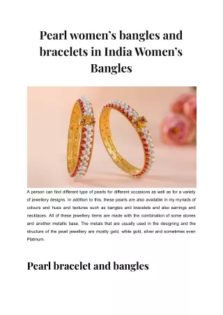 Pearl women’s bangles and bracelets in India Women’s Bangles