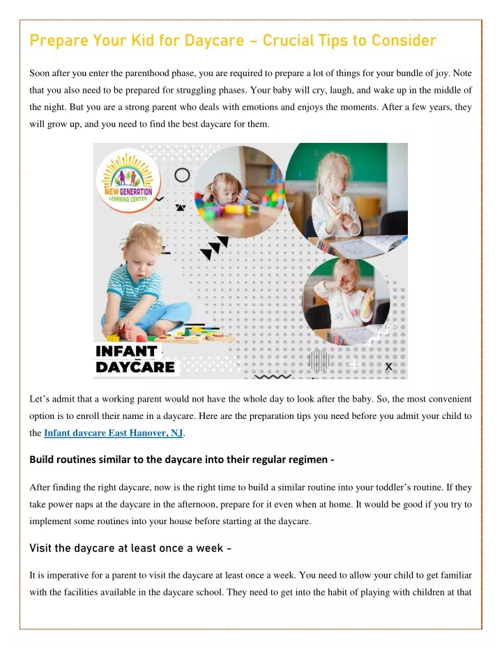 prepare your kid for daycare crucial tips