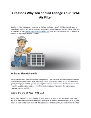 3 Reasons Why You Should Change Your HVAC Air Filter