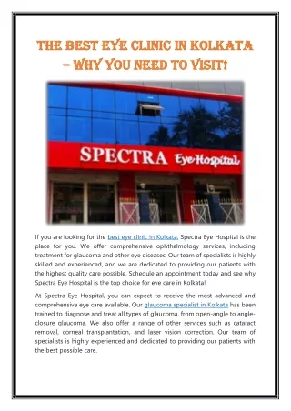 The Best Eye Clinic in Kolkata – Why You Need to Visit!