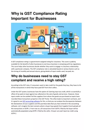 Why is GST Compliance Rating Important for Businesses