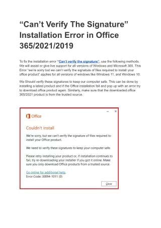 “Can’t Verify The Signature” Install Error In Office 365/2021/2019