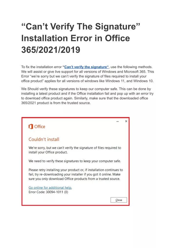 can t verify the signature installation error