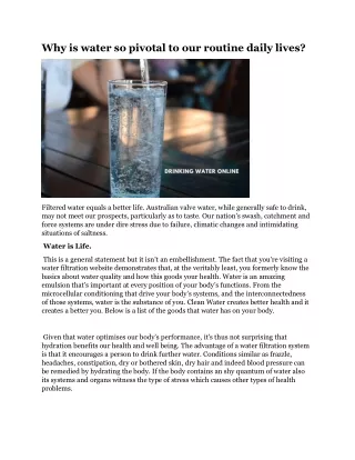 why is water so pivotal to our routine daily lives