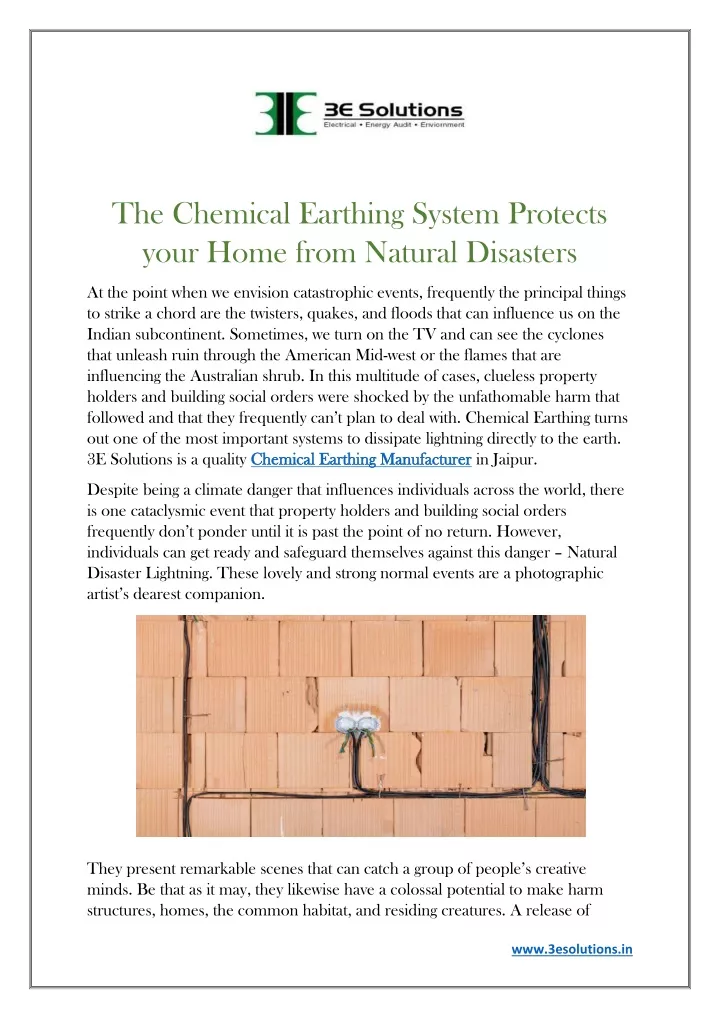 the chemical earthing system protects your home