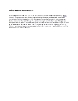 online ordering system houston