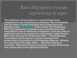 Area 80g gives charge alleviation to ngos