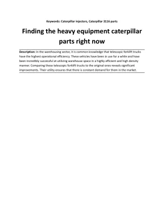 Finding the heavy equipment caterpillar parts right now