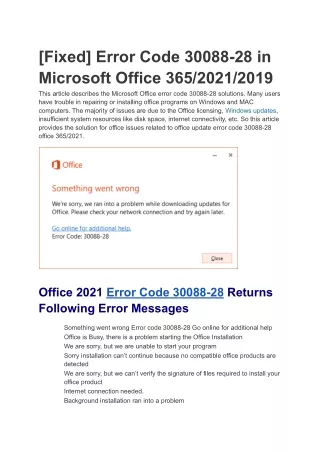 Fix Microsoft Office 365/2021 Update Error Code 30088-28