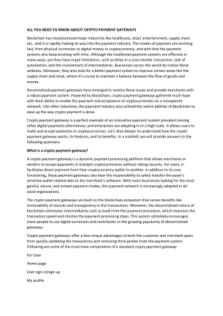 all you need to know about crypto payment gateways
