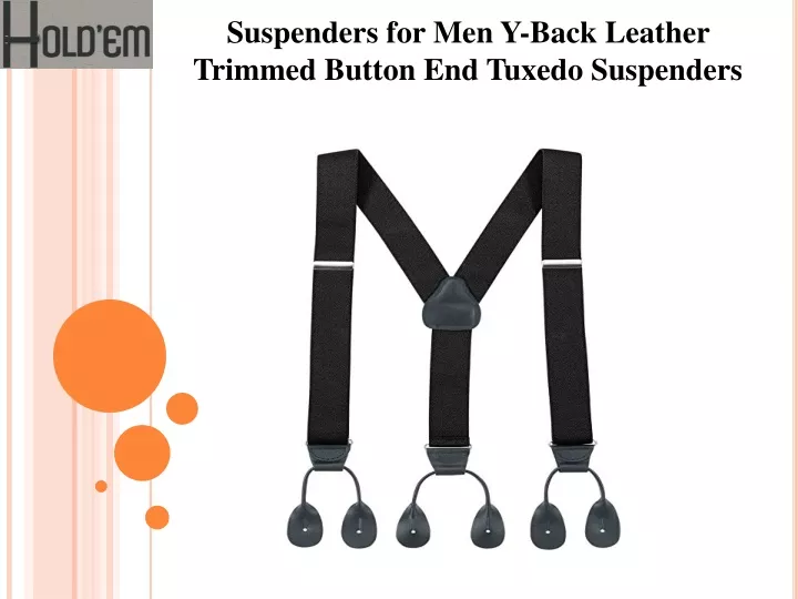 suspenders for men y back leather trimmed button