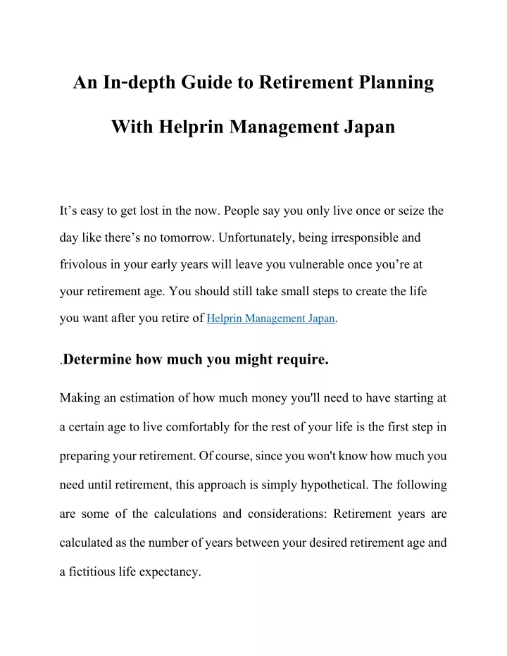 an in depth guide to retirement planning with