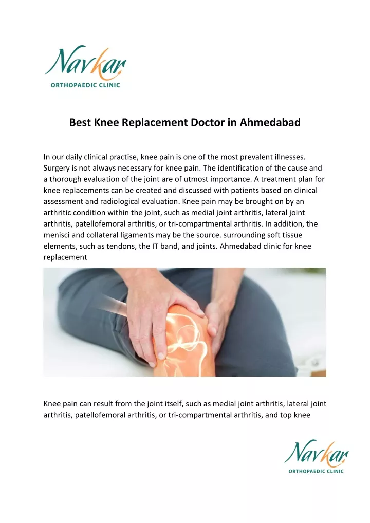 best knee replacement doctor in ahmedabad