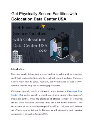 get physically secure facilities with colocation