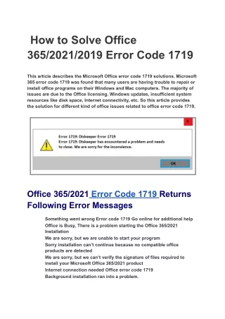 Fix Error Code 1719 for Microsoft Office 365/2021/2019