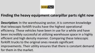 Finding the heavy equipment caterpillar parts right now