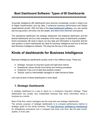 best dashboard software types of bi dashboards