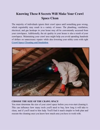 Knowing These 8 Secrets Will Make Your Crawl Space Clean