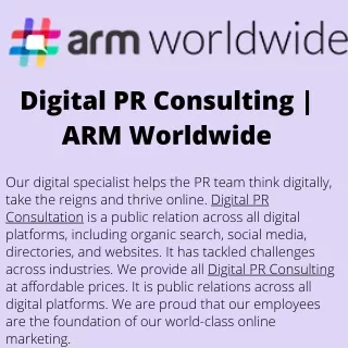 Digital PR Consulting  ARM Worldwide