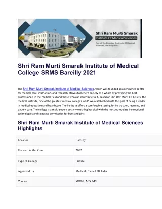 Shri Ram Murti Smarak Institute