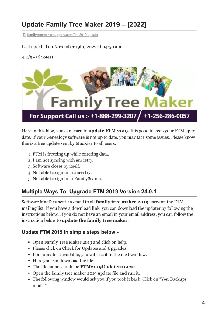 update family tree maker 2019 2022