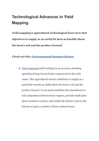 technological advances in yield mapping
