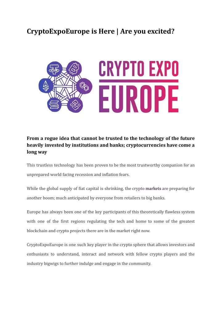 cryptoexpoeurope is here are you excited