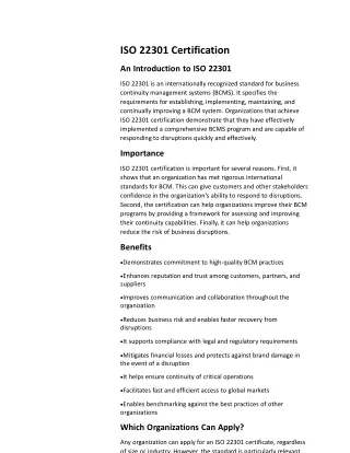 ISO 22301 Certification-Article-1-04-2022