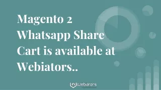 magento 2 whatsapp share cart is available at webiators