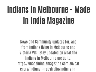 Indians In Melbourne - MII Magazine